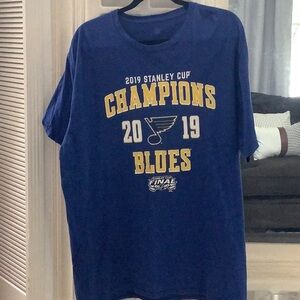 Blues 2019 Stanley Cup Tee. 25 inch pit to pit. 30 inch from neckline to hem.